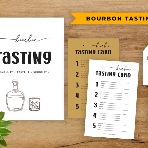 Bourbon Tasting Kit Bourbon Tasting Party Rustic Bourbon Score Card Sign, Placemat Party Invitation and Bourbon Tags