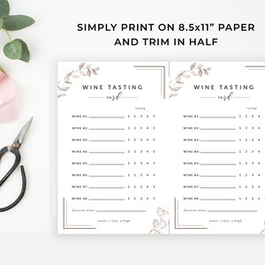 Blind Wine Tasting Card, Printable Wine Tasting Score Sheet, Bridal Shower Wine Tasting Printable, Bachelorette Wine Tasting Party image 3