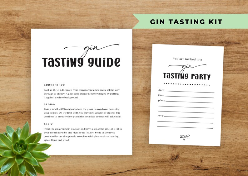 Gin Tasting Party Kit Rustic Gin Tasting Cards and Sign Gin Etsy