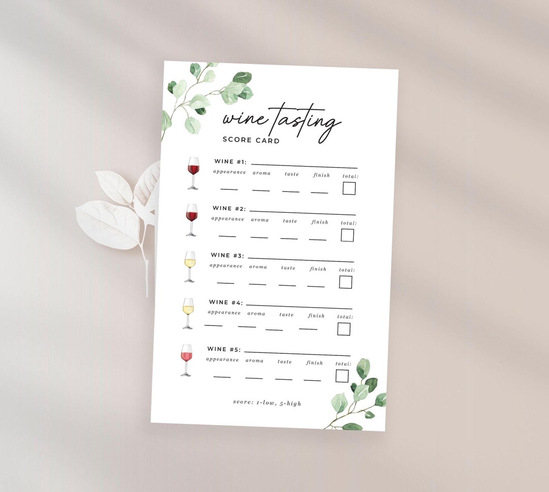Wine Tasting Score Card: Modern Minimalist Design (JPG & PDF) - Etsy