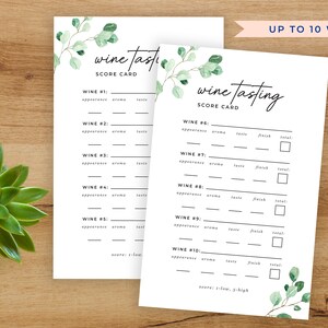 Printable Wine Tasting Cards for 10 Wines Rustic Wine Tasting Party ...