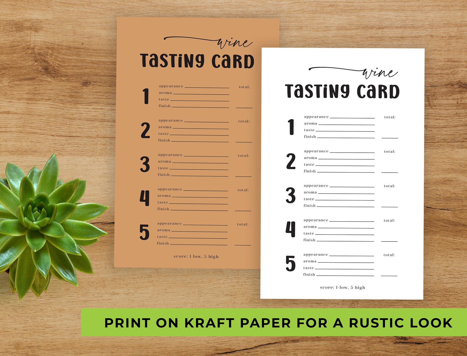 Printable Wine Tasting Cards for 10 Wines Rustic Wine Tasting Party ...