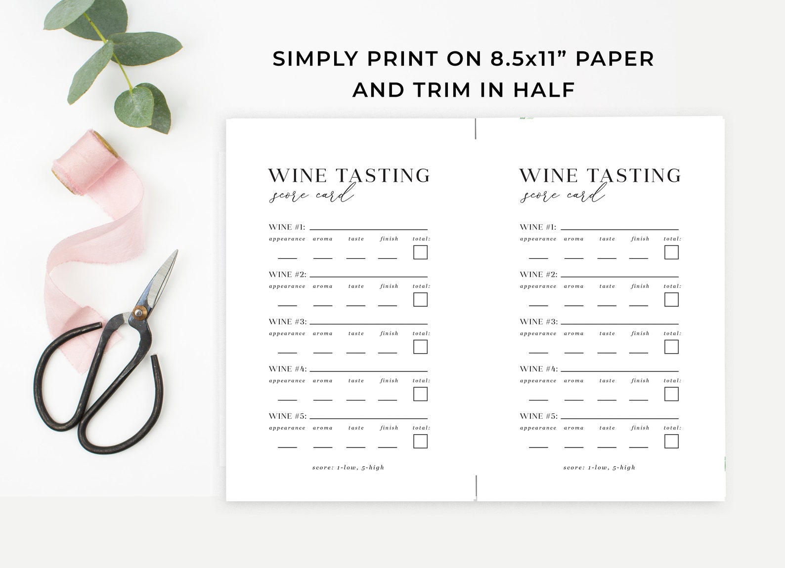 Wine Tasting Score Card Printable Blind Wine Tasting Party Etsy Canada