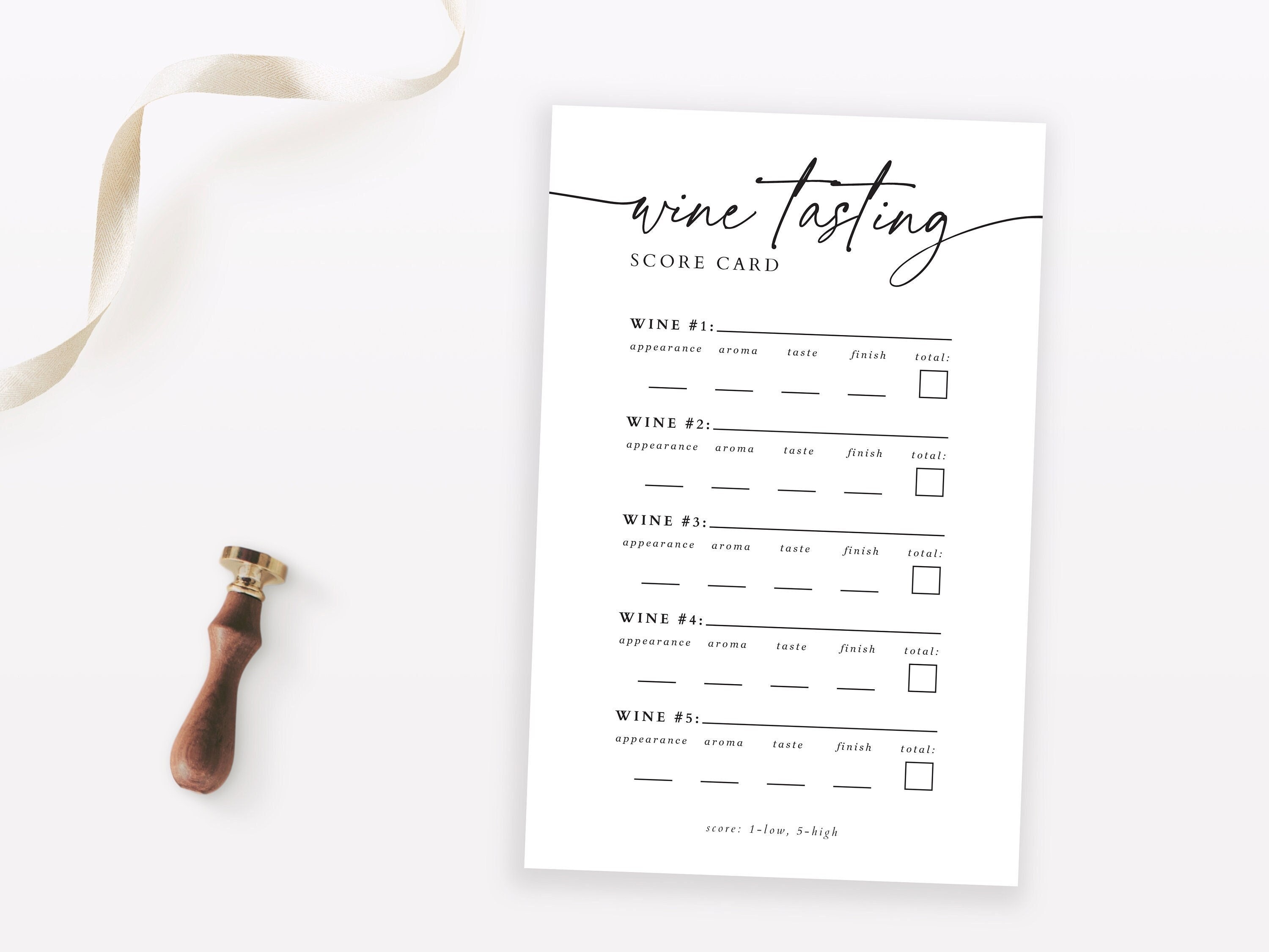 Wine Tasting Score Card, Printable Wine Tasting Party Sheet, Bridal ...