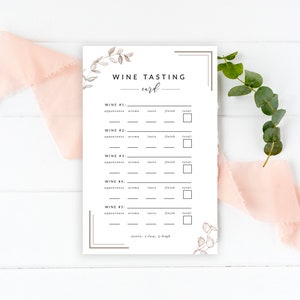 Wine Tasting Score Card Printable Blind Wine Tasting Party Wine Tasting ...