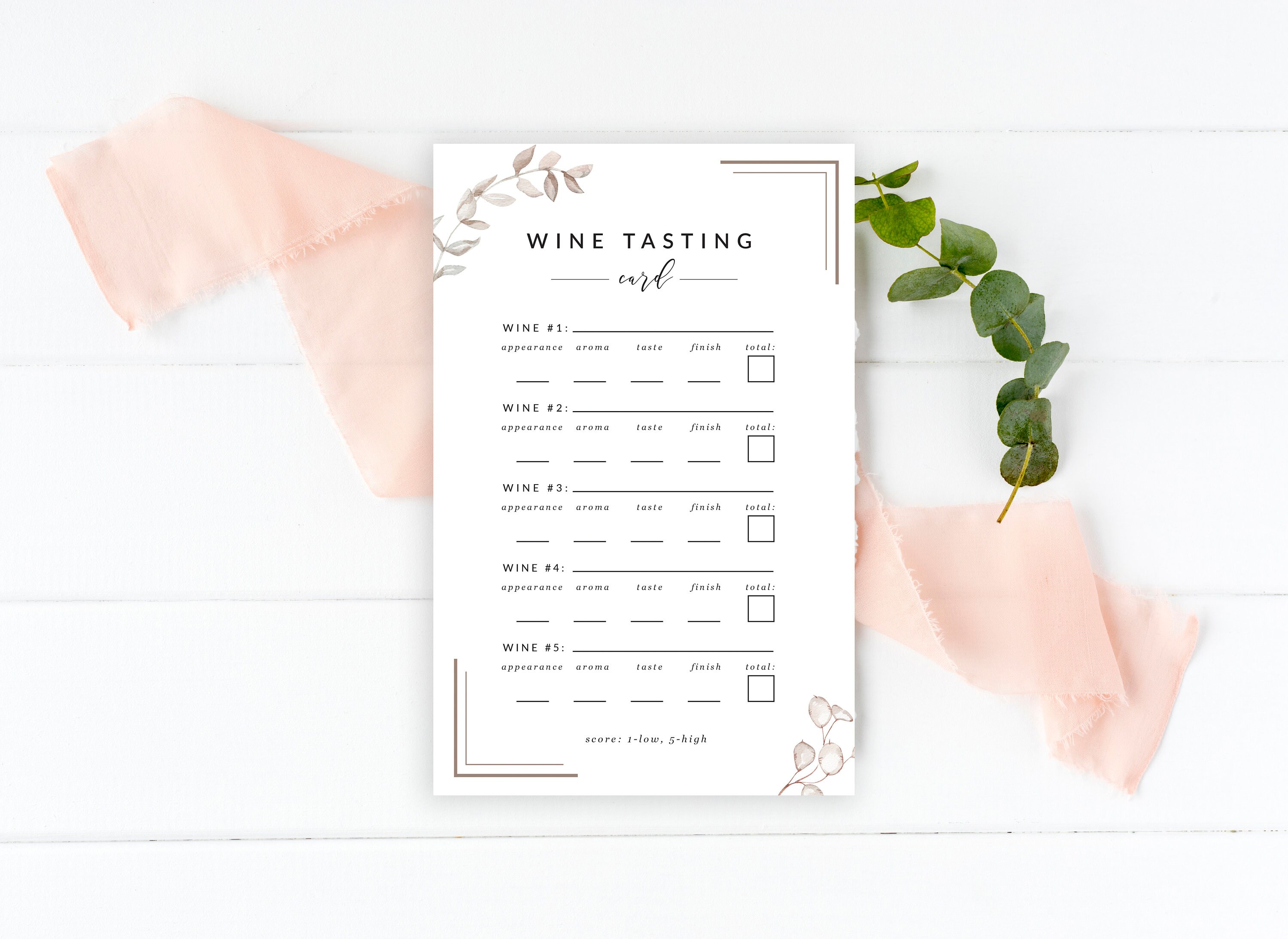 Wine Tasting Score Card Printable Blind Wine Tasting Party - Etsy
