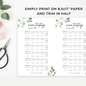 Wine Tasting Cards, Printable Wine Tasting Party Card for 6 Wines, Bachelorette Party Wine ...