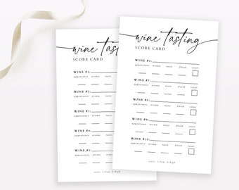 Wine Tasting Score Cards for 10 Wines, Winery Wine Tasting Sheets, Printable Bridal Shower Wine Tasting Notes, Bachelorette Party