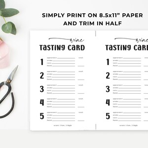 Printable Wine Tasting Card, Blind Wine Tasting Party, Rustic Wine ...