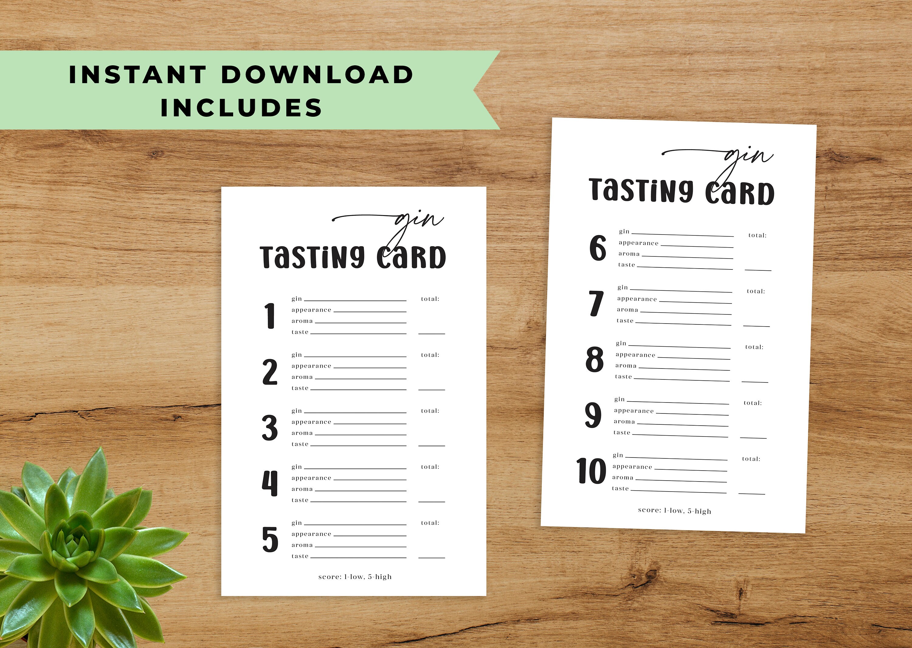 Gin Tasting Party Kit Rustic Gin Tasting Cards and Sign Gin Etsy