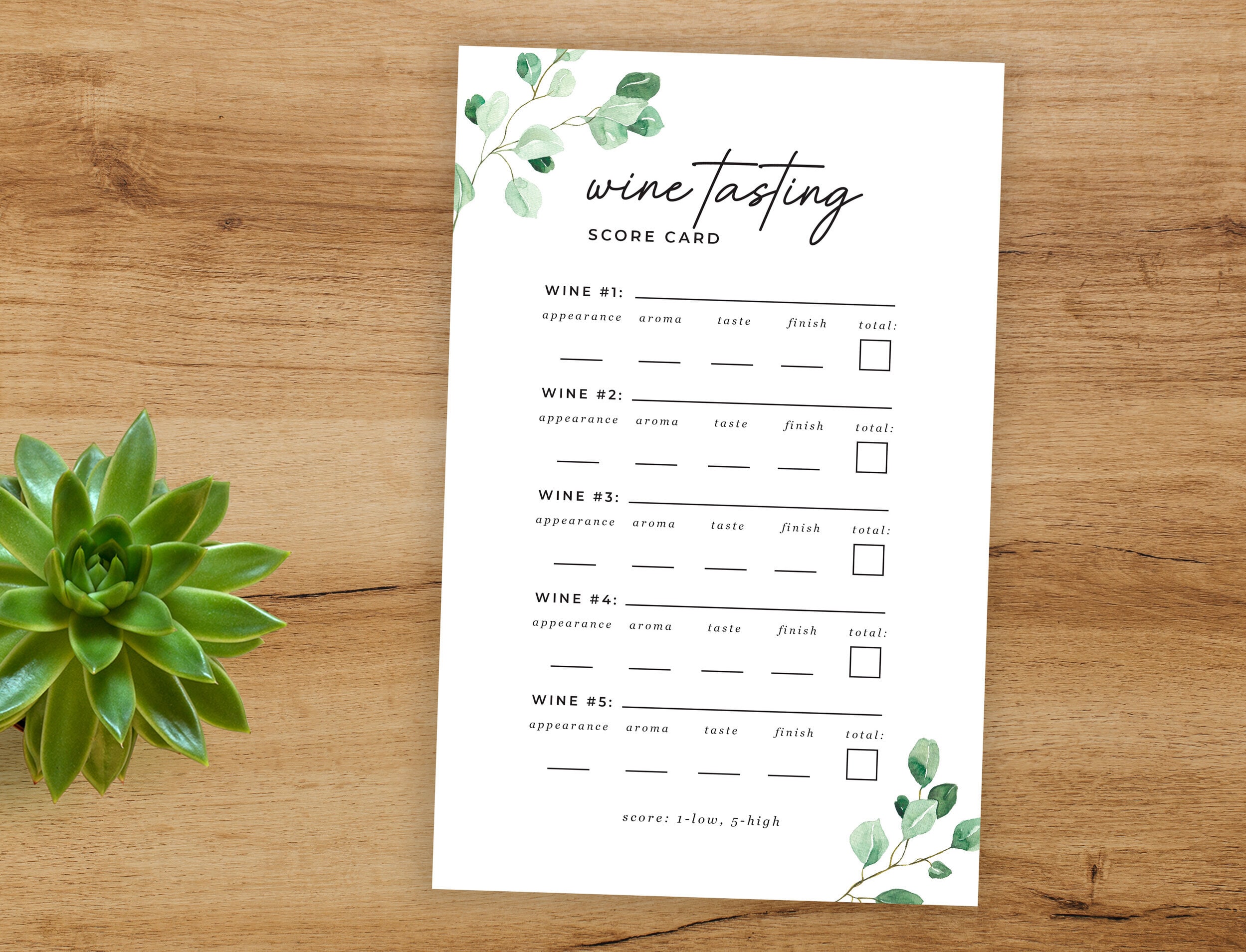 Wine Tasting Sheet, Wine Tasting Placemat, 4 Wines Wine Tasting Party ...