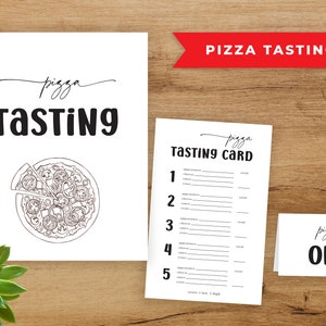 Pizza Tasting Party Kit Pizza Tasting Score Card Placemat Sign Invitation and Label Tents Family Pizza Tasting Party