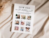 How Old Was the Birthday Girl, Birthday Photo Game for Women Birthday Party, Minimalist Birthday Party Card