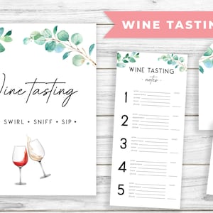 Wine Tasting Kit Printable Blind Wine Tasting Bridal Shower Bachelorette Party Wine Tasting Set Wine Tasting Bundle Score Cards