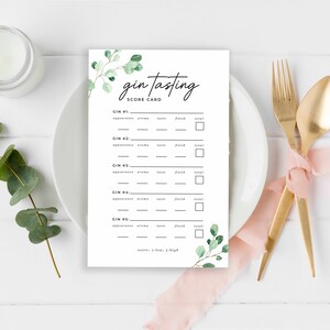 Gin Tasting Score Card Printable Gin Tasting Party Gin Home Party Idea