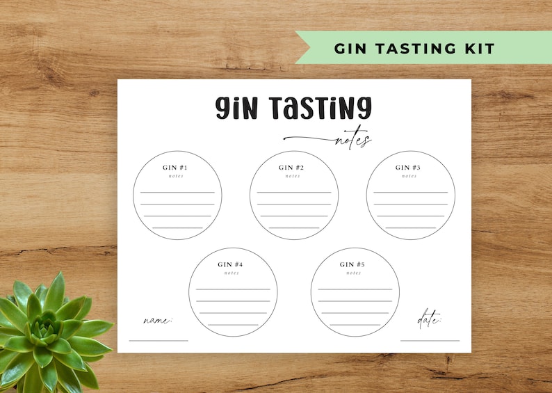 Gin Tasting Party Kit Rustic Gin Tasting Cards and Sign Gin - Etsy