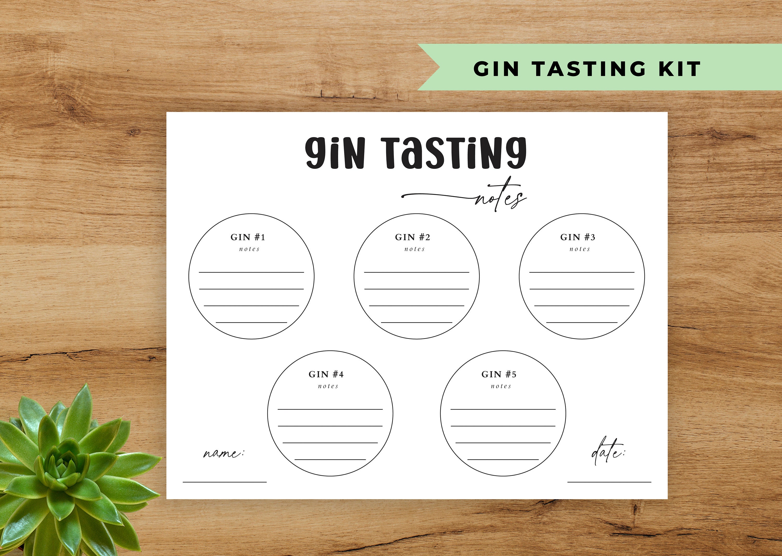 Gin Tasting Party Kit Rustic Gin Tasting Cards and Sign Gin Etsy