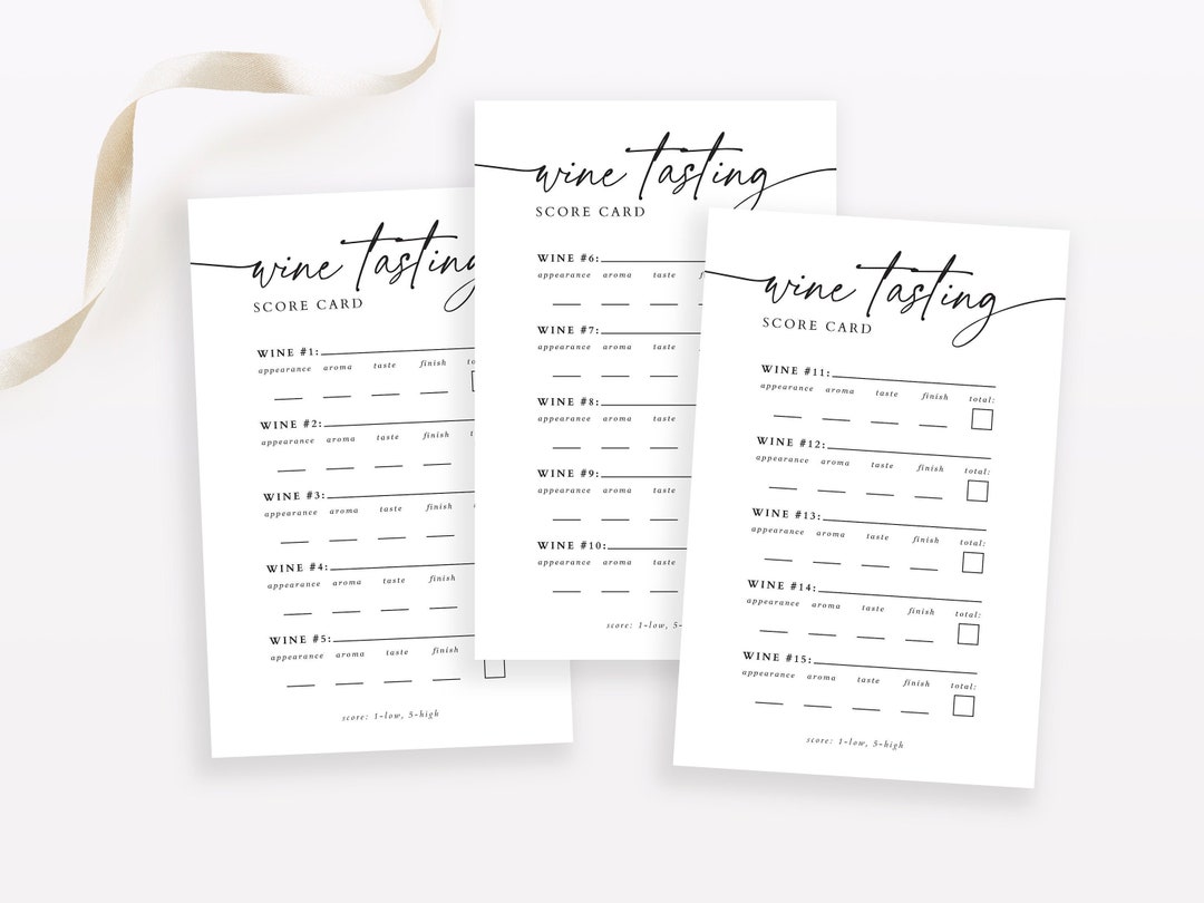 Wine Tasting Score Cards for 15 Wines (printable PDF) - Etsy
