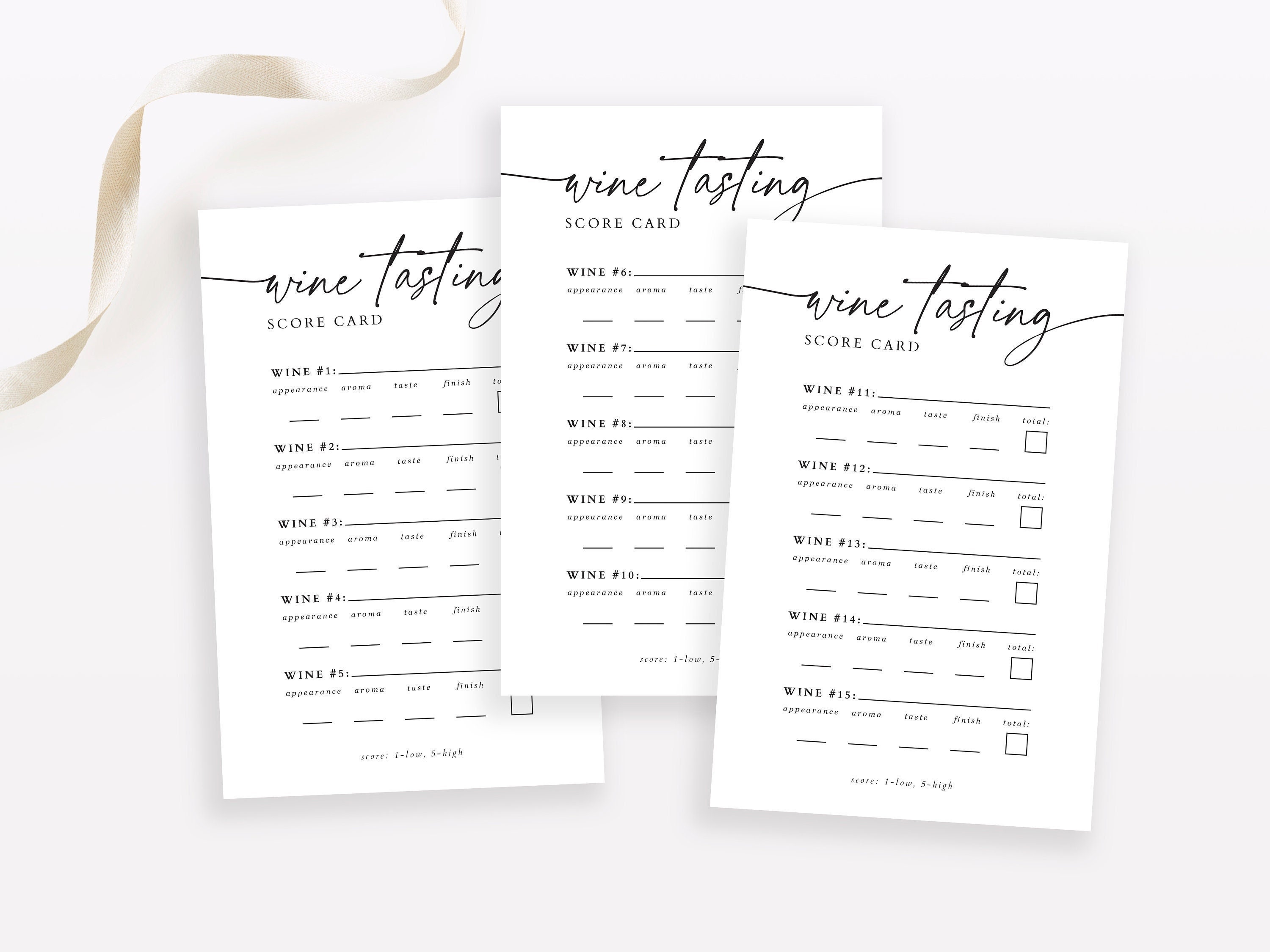 Wine Tasting Score Cards for 15 Wines (printable PDF) - Etsy