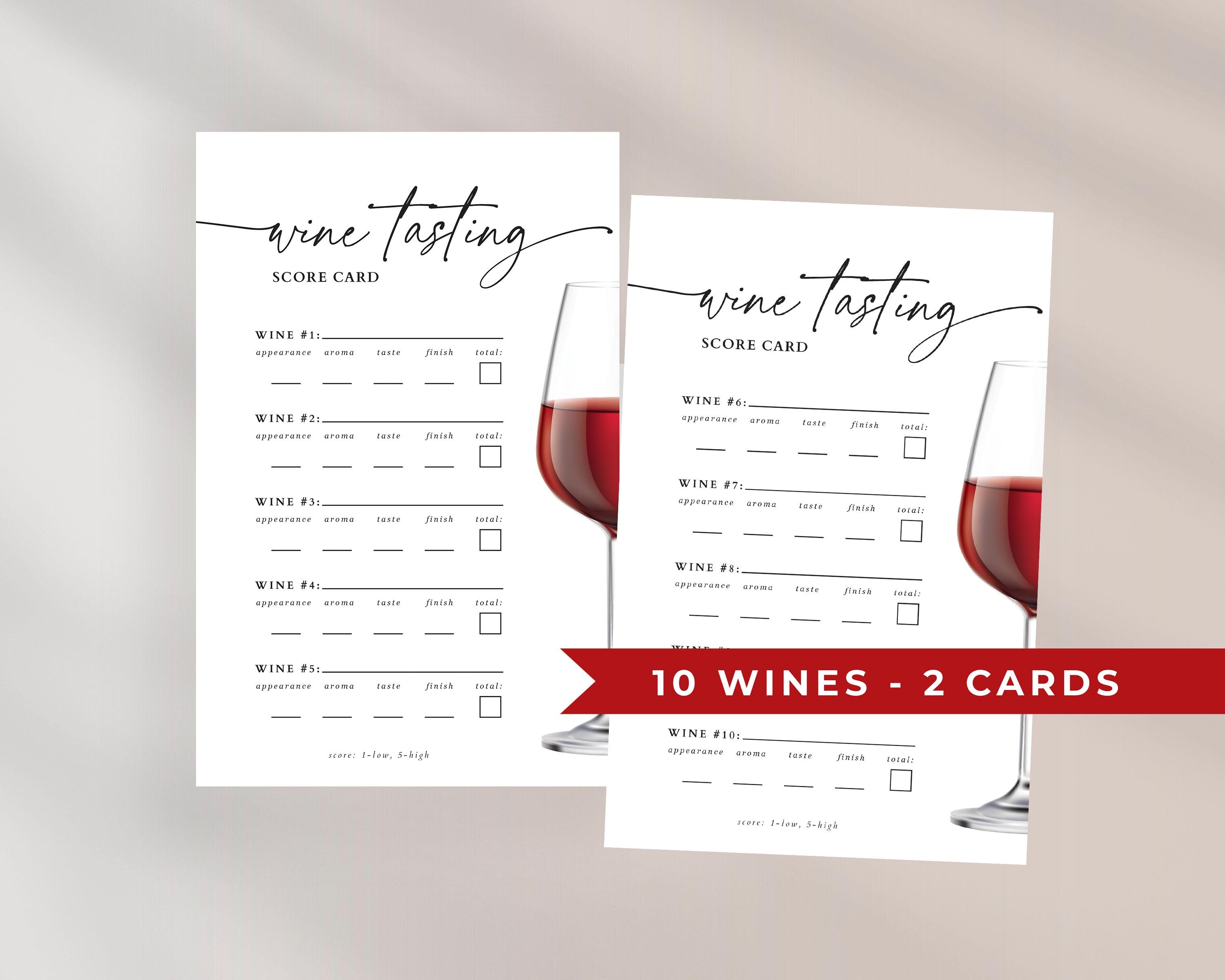 Red Wine Tasting Score Card, Minimalist Wine Party, Wine Tasting Score ...