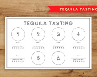 Tequila Tasting Party Sheet, Tequila Blind Testing Placemat