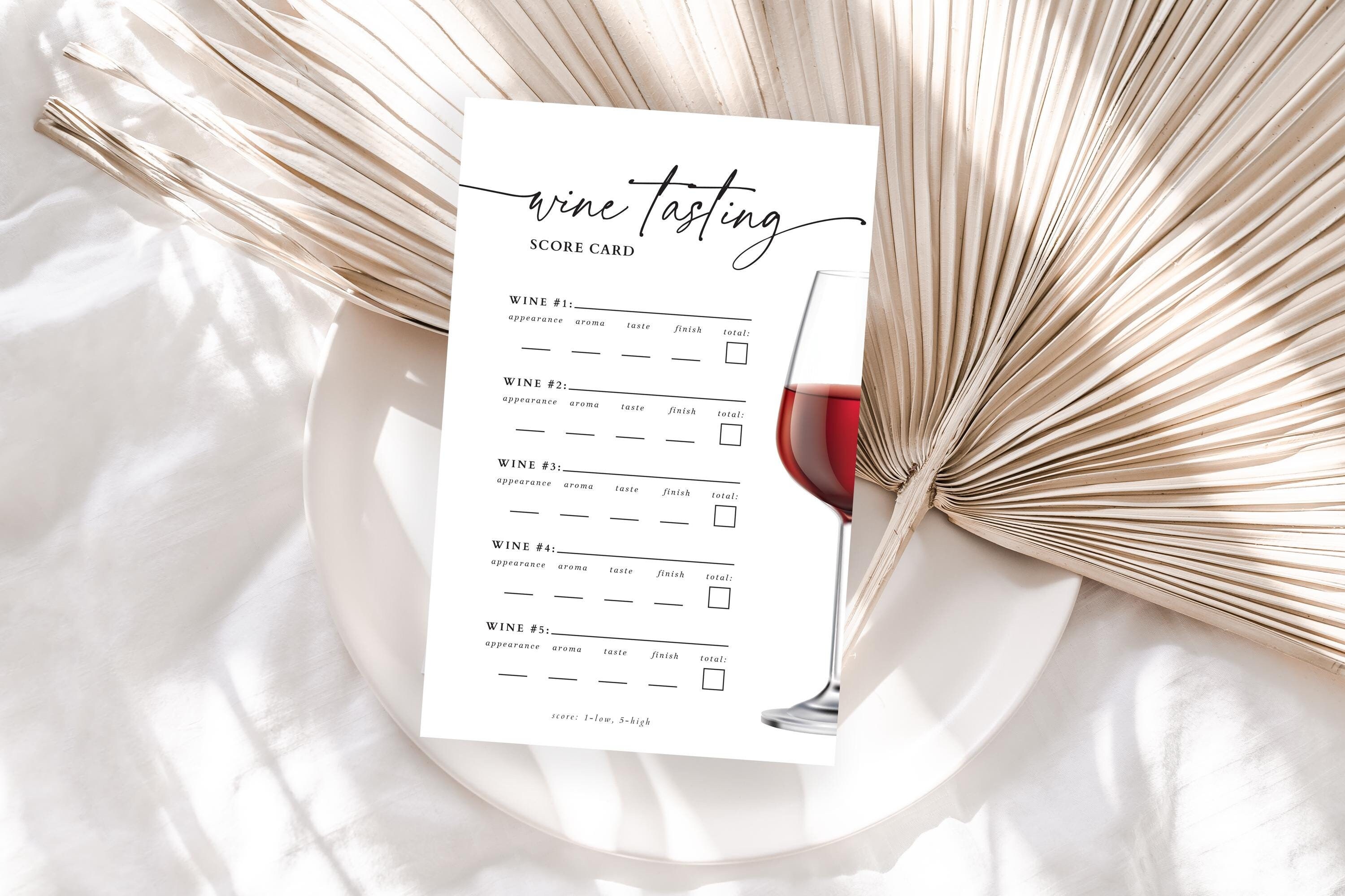 Red Wine Tasting Score Card, Minimalist Wine Party, Wine Tasting Score ...