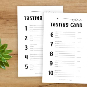 Printable Wine Tasting Cards for 10 Wines Rustic Wine Tasting Party Blind Wine Tasting Scorecards