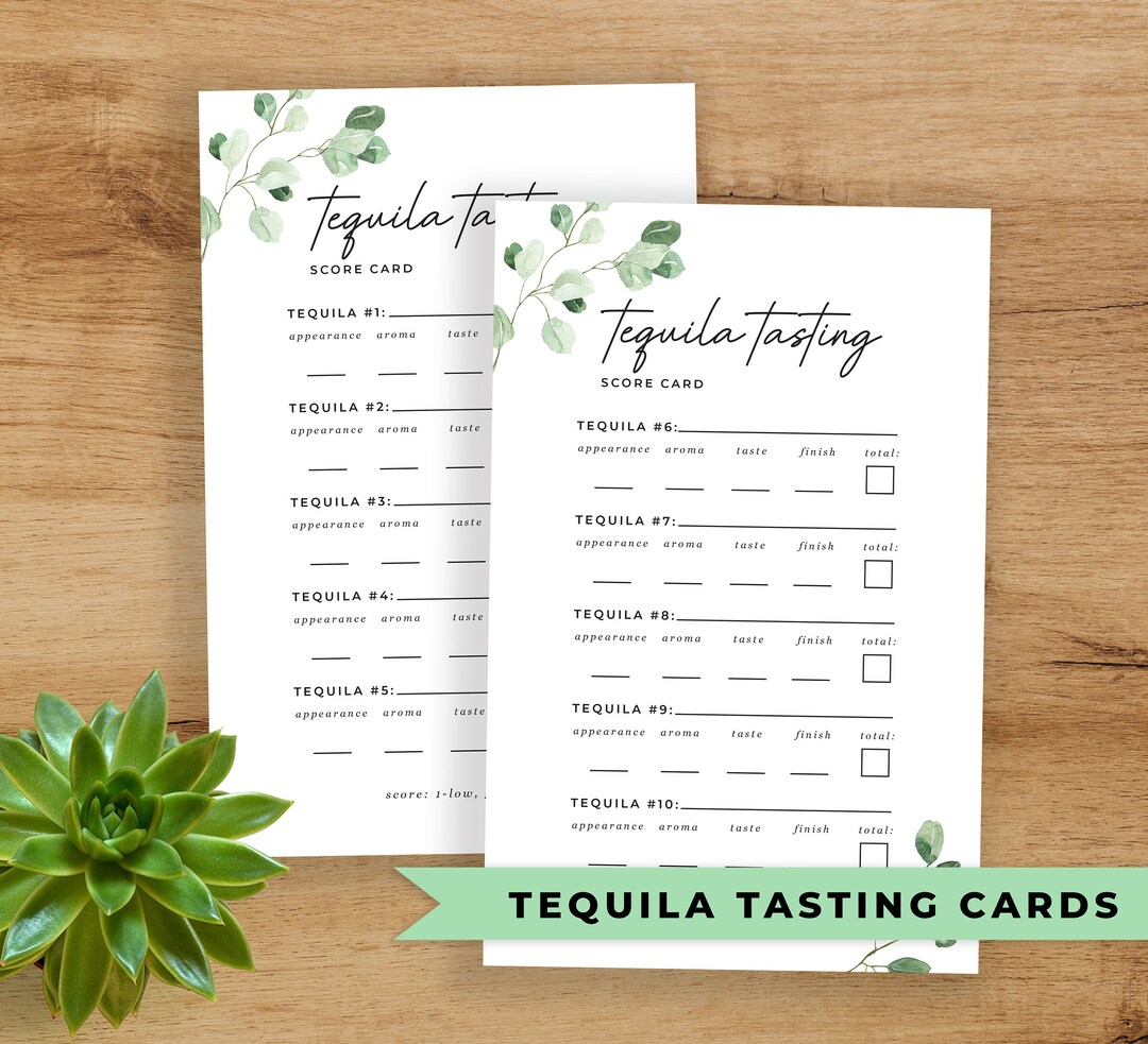 Tequila Tasting Sheets, Tequila Tasting Party Cards for 10 Tequila ...