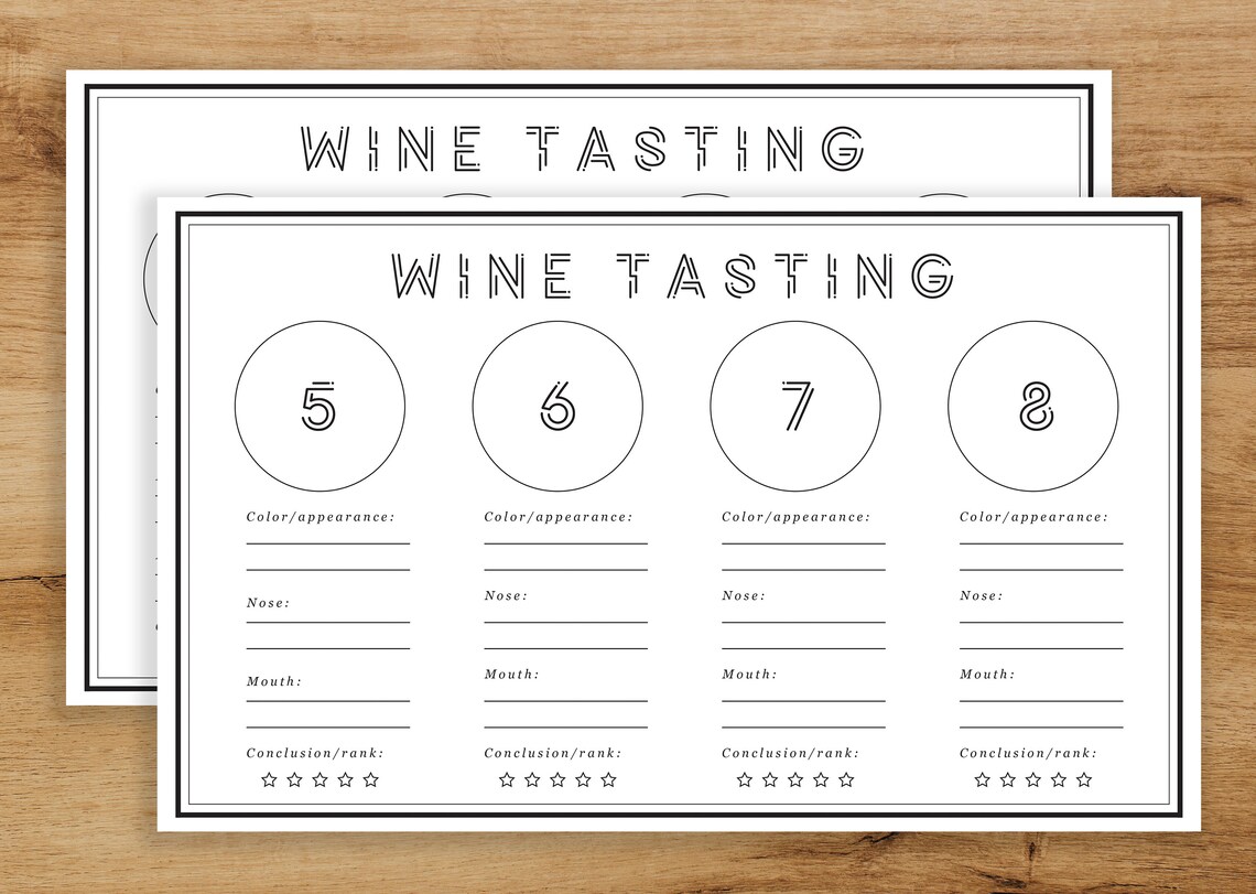 Wine Tasting Sheet Printable Blind Wine Tasting Winery Wine - Etsy