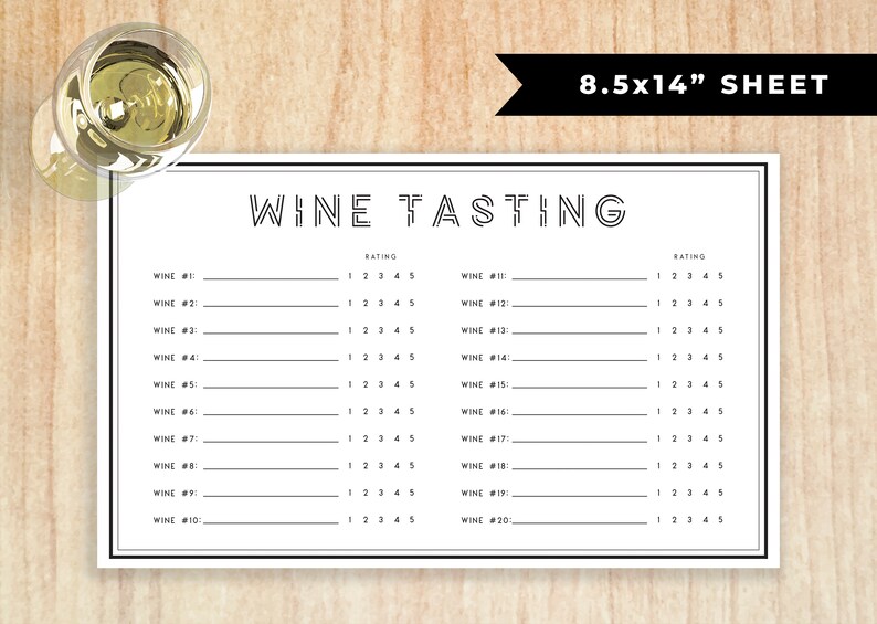 Wine Tasting Sheet Printable, Wine Tasting Party Winery, Blind Wine ...