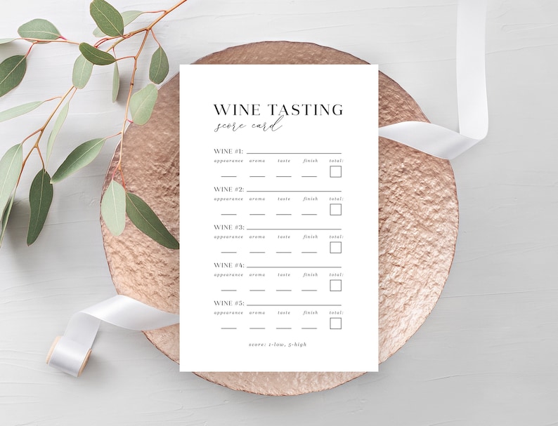 Wine Tasting Score Card Printable Blind Wine Tasting Party - Etsy