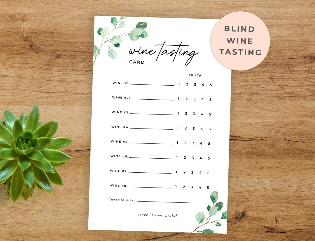 Blind Wine Tasting Card, Wine Tasting Party Cards for 8 Wines, Bridal ...