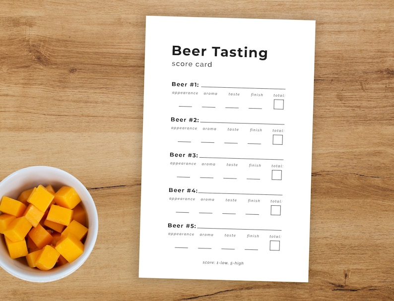 Beer Tasting Sheet, Beer Tasting Party Printable Card, Beer Tasting