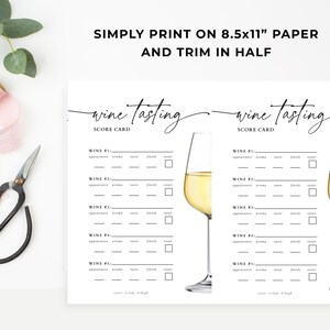 Wine Tasting Cards, Wine Tasting Score Card White Wine, Minimalistic ...