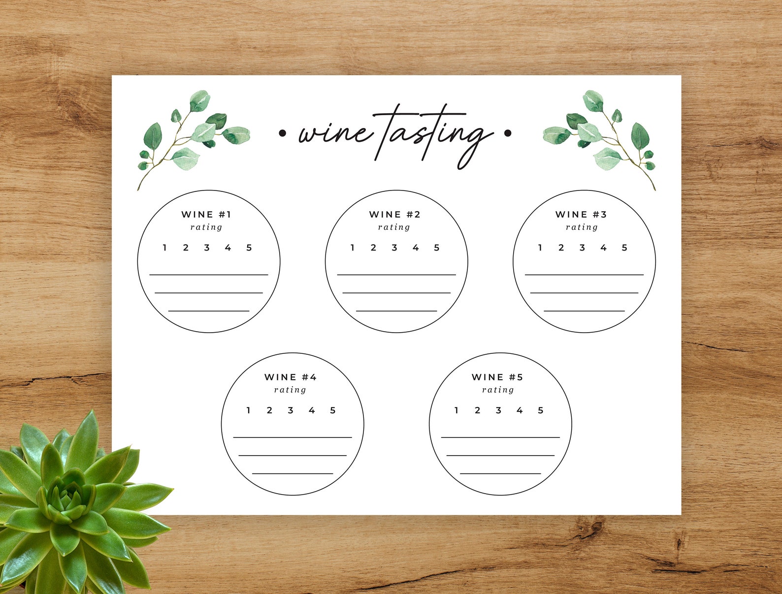 Wine Tasting Score Cards, Greenery Design for 10 Wines - Etsy