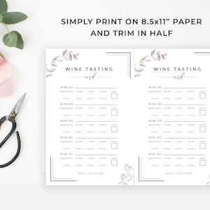 Wine Tasting Score Card Printable Blind Wine Tasting Party Wine Tasting ...