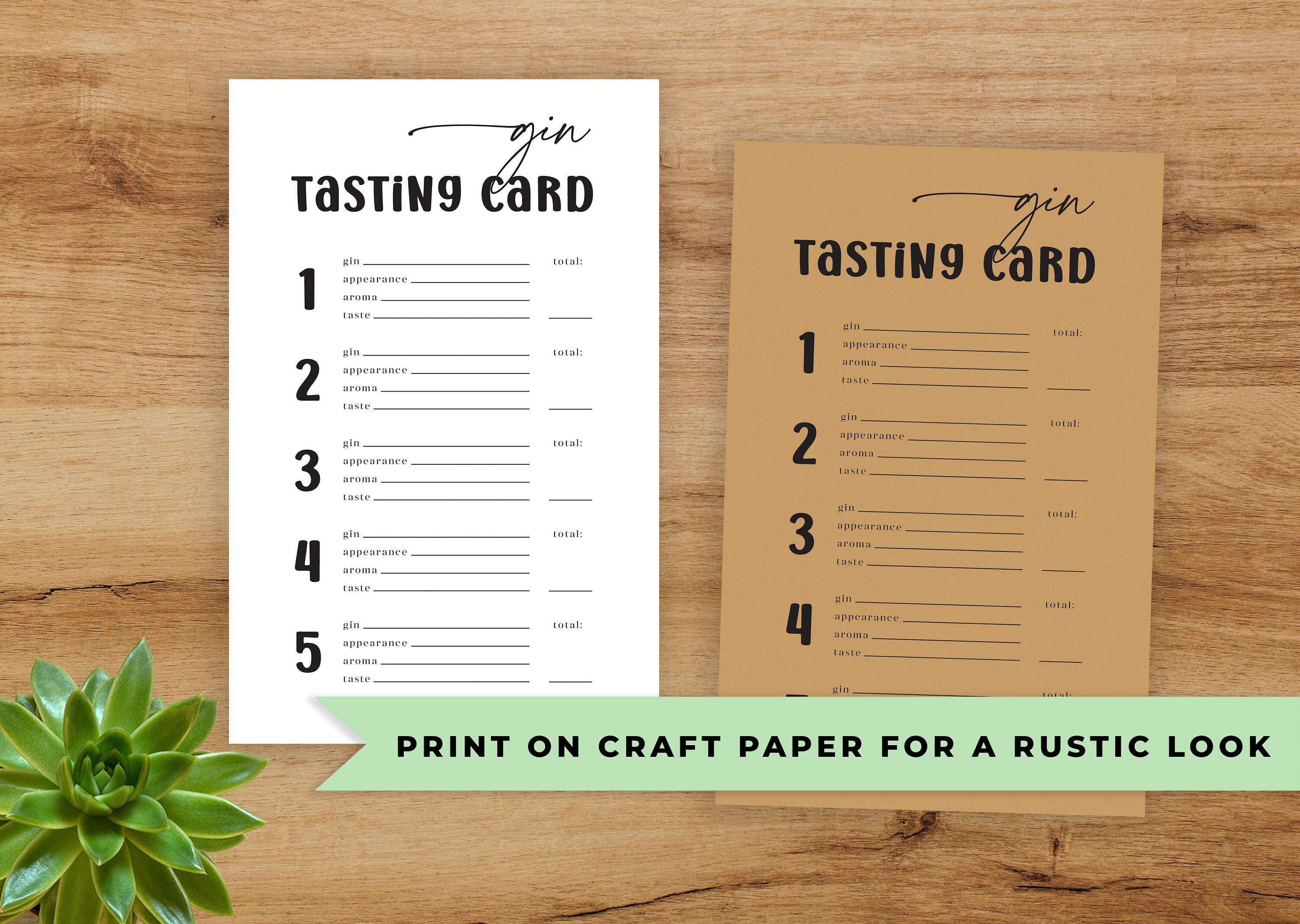 Gin Tasting Party Kit Rustic Gin Tasting Cards and Sign Gin Etsy