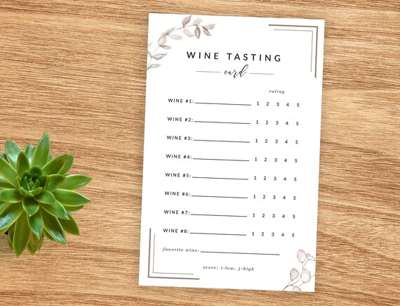 Blind Wine Tasting Card, Printable Wine Tasting Score Sheet, Bridal Shower Wine Tasting Printable, Bachelorette Wine Tasting Party