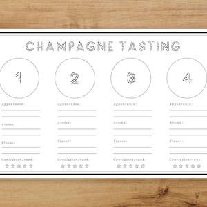 Champagne Tasting Sheet, Printable Champagne Tasting Score Placemat, Bridal Champagne Tasting Party Printable