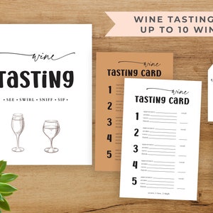 Wine Tasting Party Kit, Rustic Wine Tasting Cards and Sign, Wine Tasting Bundle, Wine Placemat and Tags, Printable Wine Tasting Set