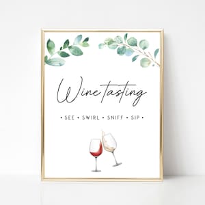 Wine Tasting Party Sign, Welcome to Wine Tasting, Printable Greenery Welcome Banner, Blind Wine Tasting Party Sign