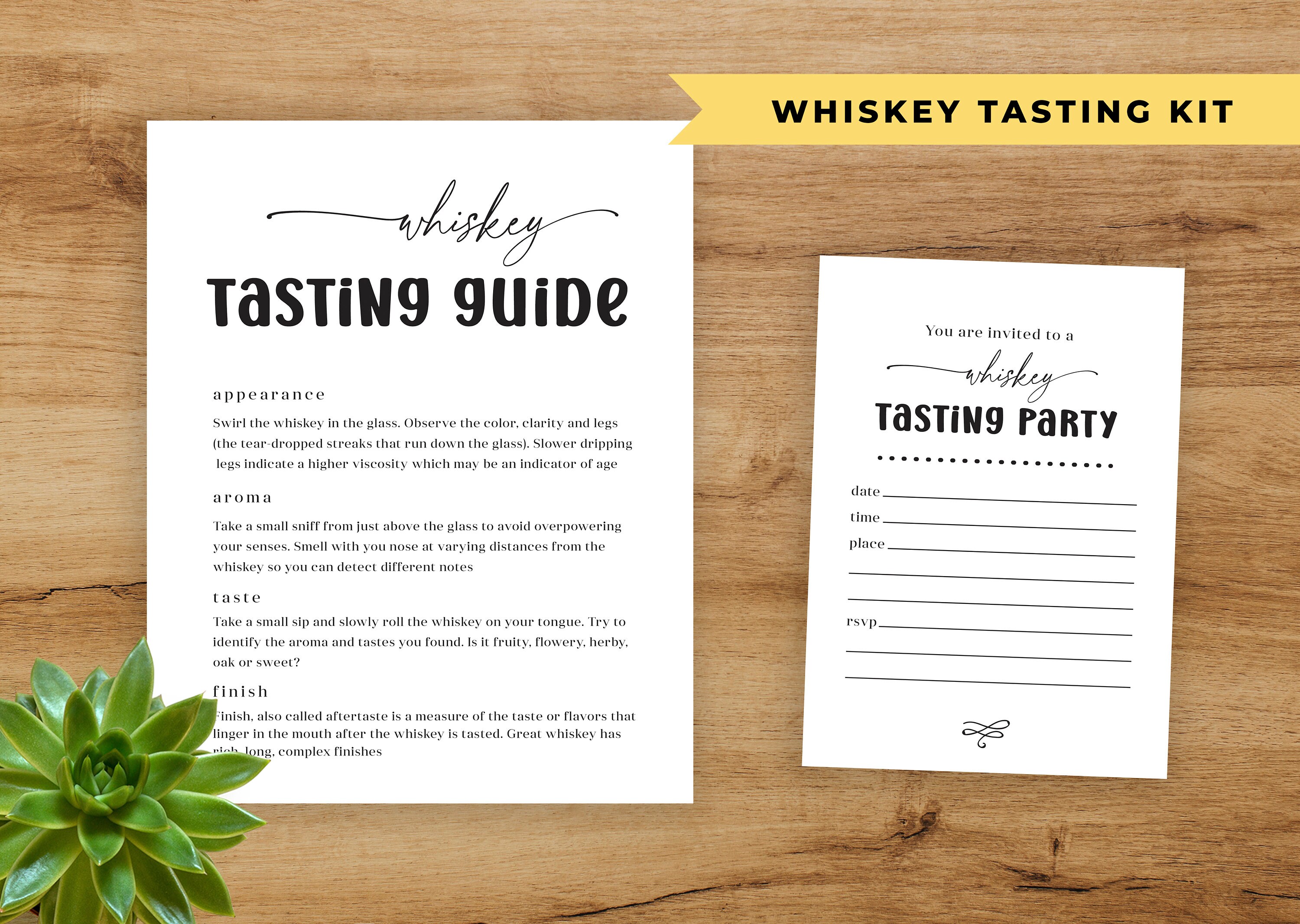 Whiskey Tasting Set Printable, Rustic Whiskey Tasting Kit, Whiskey