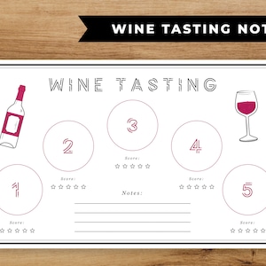 Wine Tasting Notes, Winery Wine Tasting Bridal Party, Blind Wine Tasting Sheets, Printable Wine Score Cards, Bachelorette Party