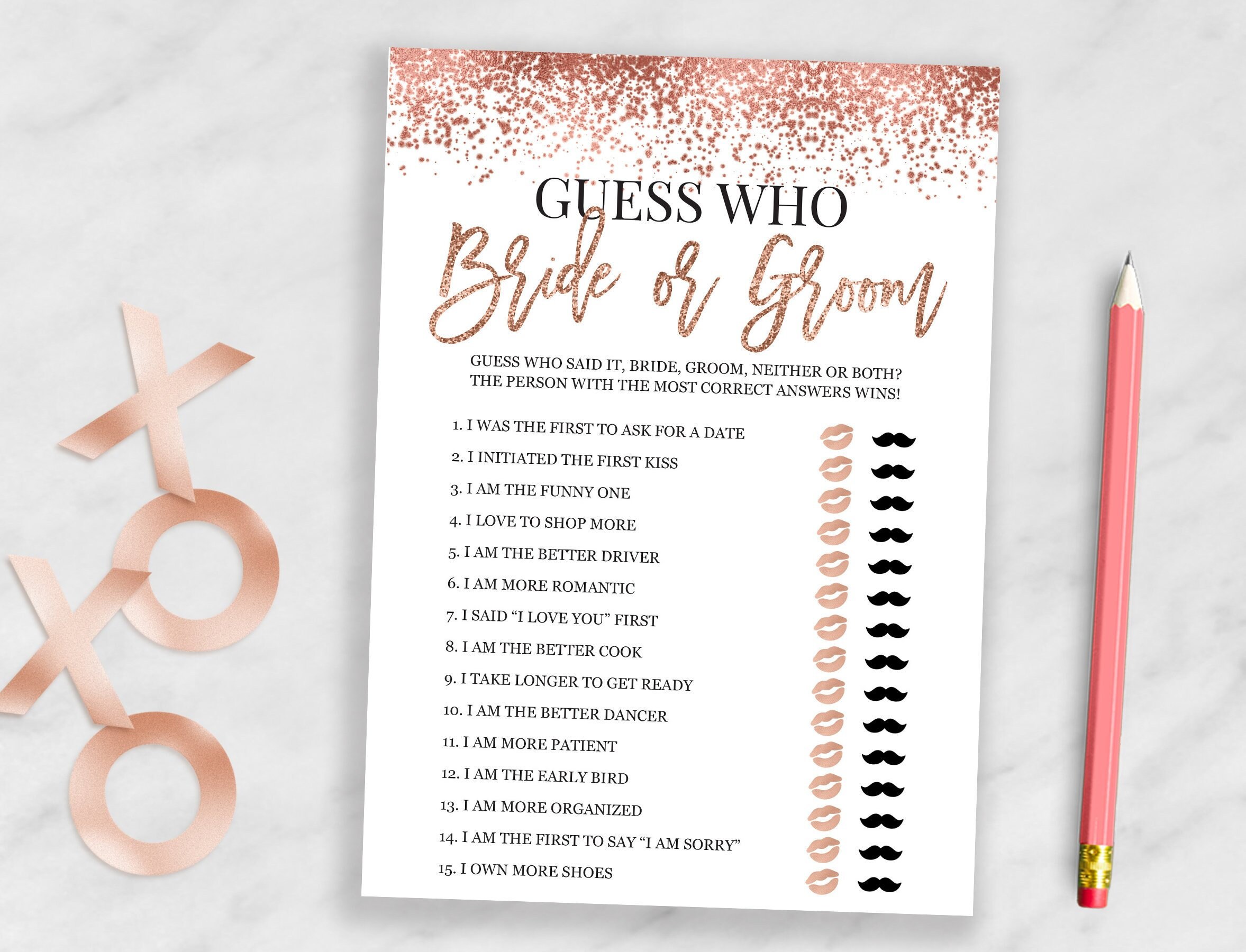 Guess Who Bride or Groom He Said She Said Bridal Shower Game Etsy