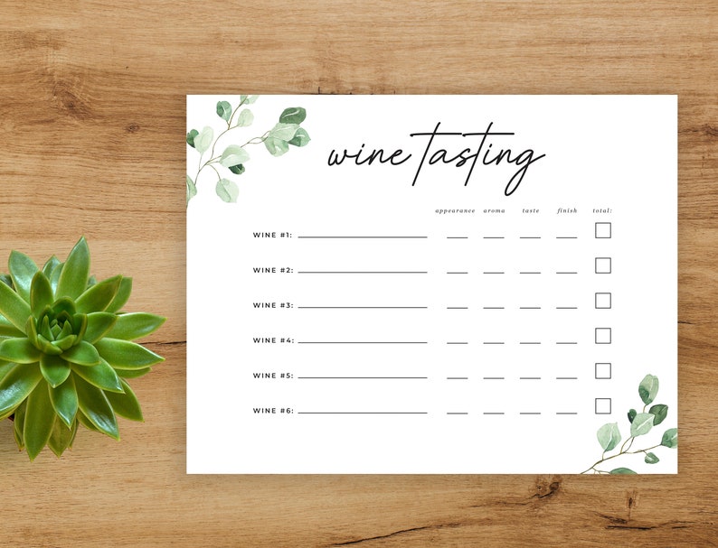 Wine Tasting Score Cards Printable Wine Tasting Party Card - Etsy