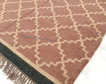 Indian Multi Kilim Rug Runner | Motifs Oriental Traditional Geometric Turkish Rug| Handwoven Wool and Jute Rug |Handmade Kilim Dhurrie Rug|