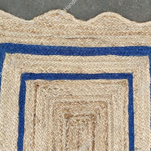 Decor Living Room Area Rug Jute Runner - Square Bohemian Jute Rug, Jute Runner Rug Natural Jute Rug Scallop EdgeWave edge rug Indian Hallway