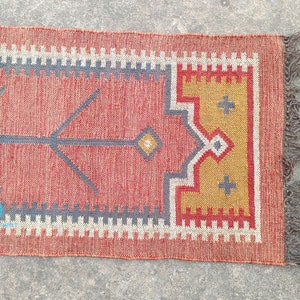 Handmade Kilim Dhurrie Rug, Indian Multi Kilim Rug Runner, Motifs Oriental Traditional Rug, Turkish Style Rug, Handwoven Wool Jute Rug