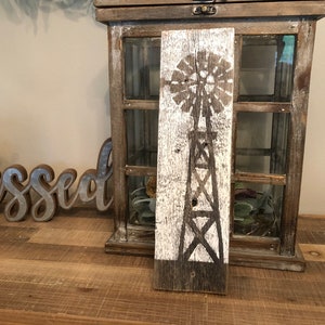 Windmill Painting on Reclaimed Barnwood / Repurposed Wood / Farmhouse Home Decor / Shelf Accents / Wall Art