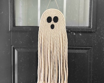 Macrame Ghost Wall Hanging / Spooky Cotton Rope Ghoul / Halloween Decor / Decorations for Fall